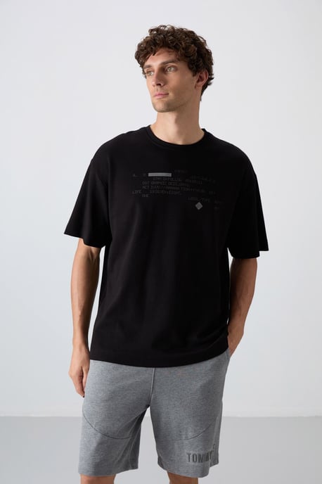 Übergröße Bedrucktes Rundhals-T-Shirt - Image 1
