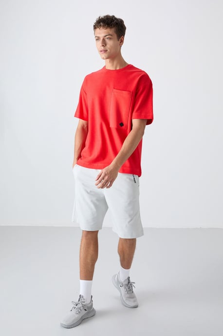 Tommy Life Oversized T-Shirt aus Baumwollmischung mit Rundhalsausschnitt und Brusttasche - Rot - Image 2