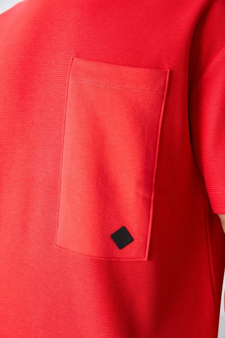 Tommy Life Oversized T-Shirt aus Baumwollmischung mit Rundhalsausschnitt und Brusttasche - Rot - Image 3
