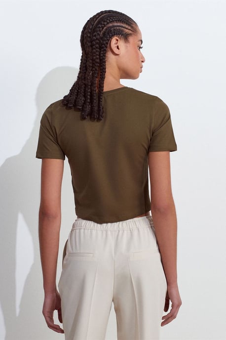 Damen Slim-Fit Crop T-Shirt mit Rundhalsausschnitt - Image 2