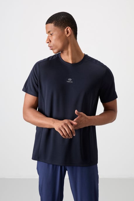 Herren Unifarben Rundhals T-Shirt mit kurzen Ärmeln - Image 4