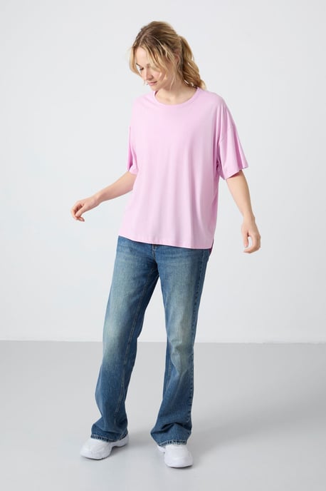 Übergröße Baumwoll-Modal Rundhalsausschnitt T-Shirt - Image 2
