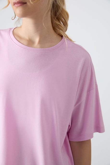 Übergröße Baumwoll-Modal Rundhalsausschnitt T-Shirt - Image 3