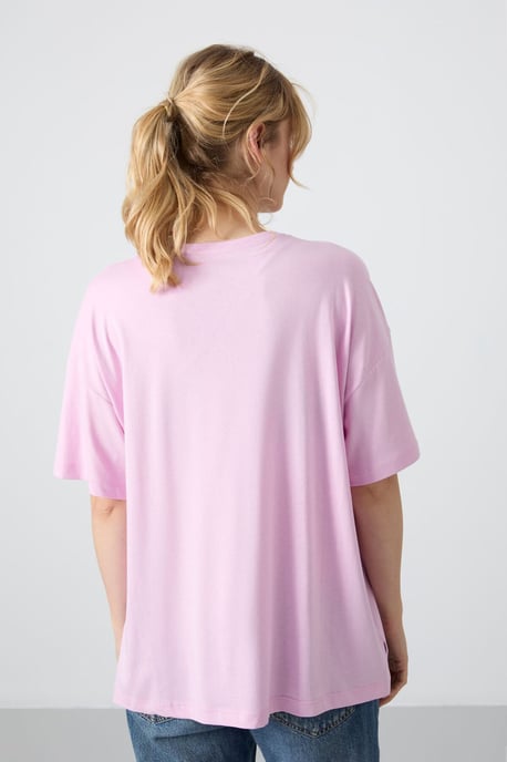 Übergröße Baumwoll-Modal Rundhalsausschnitt T-Shirt - Image 6