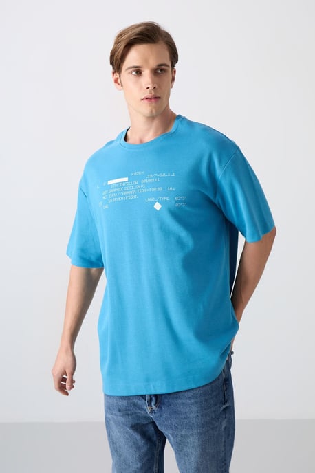 Übergröße Bedrucktes Rundhals-T-Shirt - Image 1