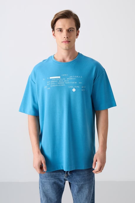 Übergröße Bedrucktes Rundhals-T-Shirt - Image 4