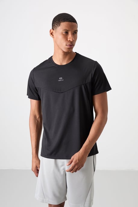 Herren Unifarbenes Polyester Rundhals-T-Shirt - Image 1