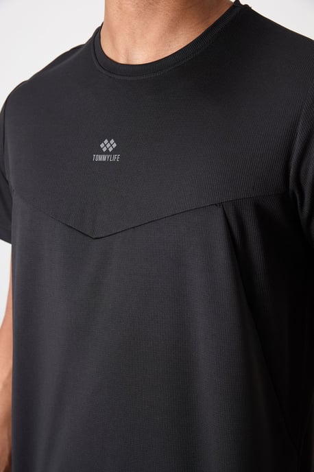 Herren Unifarbenes Polyester Rundhals-T-Shirt - Image 2