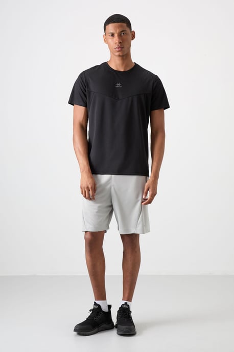 Herren Unifarbenes Polyester Rundhals-T-Shirt - Image 5