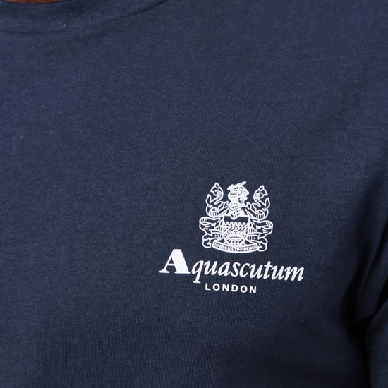 Aquascutum - "London" T-Shirt für Herren, Rundhalsausschnitt (Marine/Weiß) - Image 4