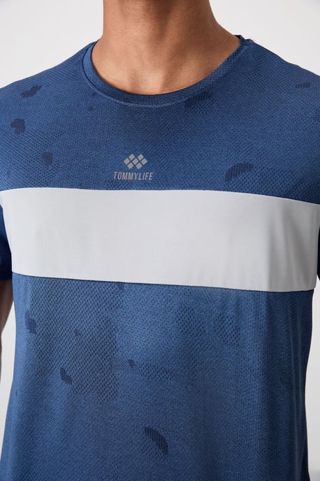 Herren Farbkombiniertes Rundhals T-Shirt - Image 4