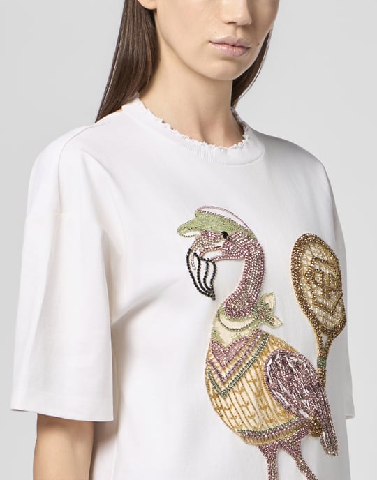 Open Back Man Fit T-Shirt Flamingo Crystals - Image 3