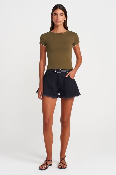 Damen Slim Fit Baumwoll-Crop-T-Shirt - Image 4