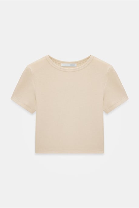 Damen Crop Slim-Fit Rundhalsausschnitt T-Shirt - Image 5