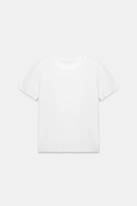 Damen Unifarbene Rundhalsausschnitt T-Shirt - Image 5