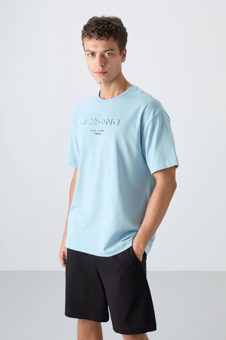 Tommy Life Oversized T‑Shirt aus Baumwoll-Polyester mit Logo - Hellblau - Image 4