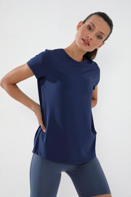 Damen Unifarben Kurzarm Rundhals T-Shirt - Image 3