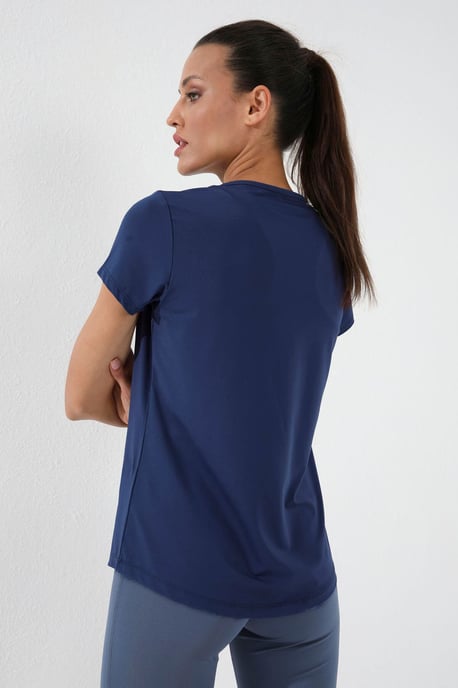 Damen Unifarben Kurzarm Rundhals T-Shirt - Image 4