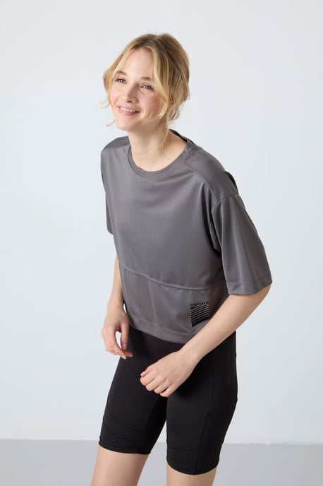 Oversized Polyester Rundhals-T-Shirt mit Tasche - Image 2