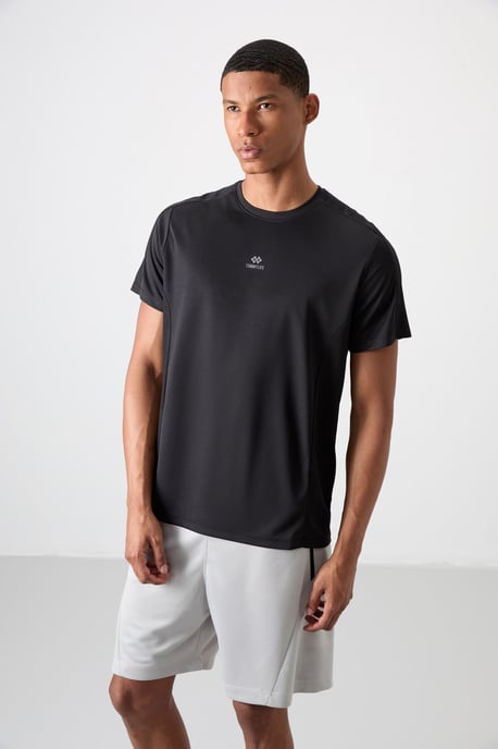 Herren Unifarbenes Rundhals-T-Shirt mit kurzen Ärmeln - Image 4