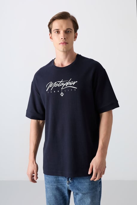 Übergröße Bedrucktes Rundhals-T-Shirt - Image 1