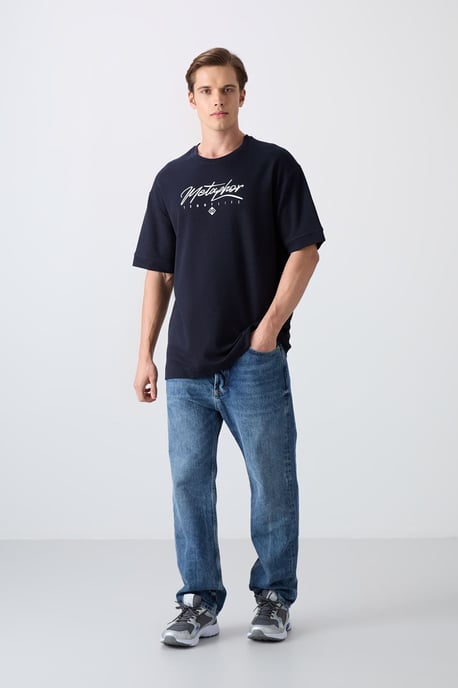 Übergröße Bedrucktes Rundhals-T-Shirt - Image 2