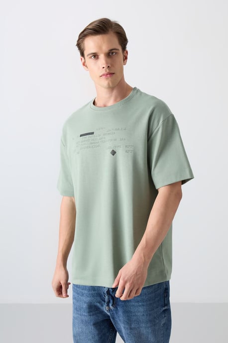 Übergröße Bedrucktes Rundhals-T-Shirt - Image 1