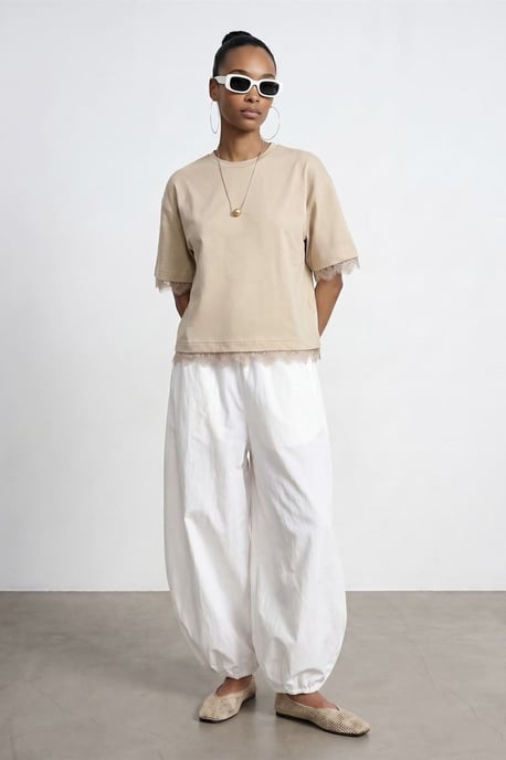 Damen Baumwoll-Elasthan Rundhals T-Shirt - Image 1