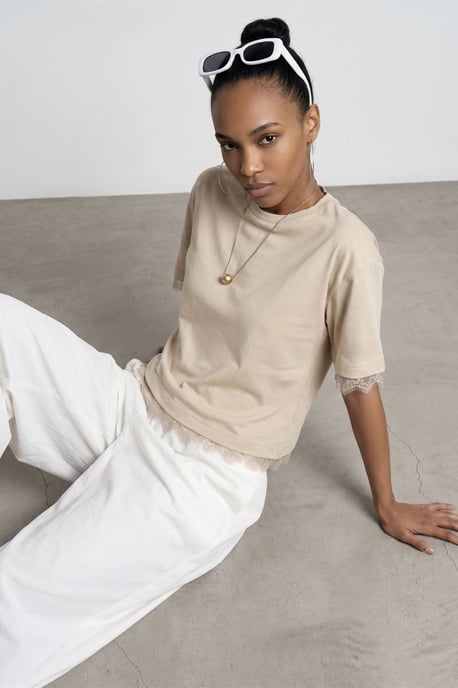 Damen Baumwoll-Elasthan Rundhals T-Shirt - Image 2