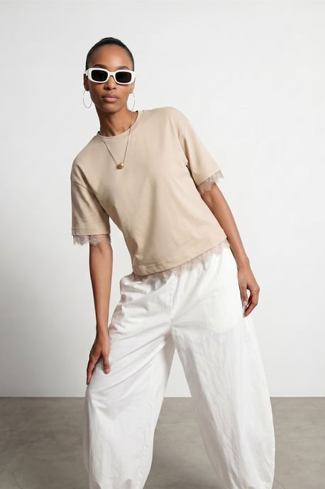 Damen Baumwoll-Elasthan Rundhals T-Shirt - Image 3
