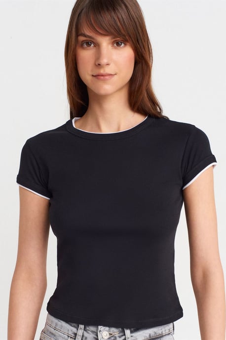 Damen Slim Fit Baumwoll-Crop-Top - Image 1