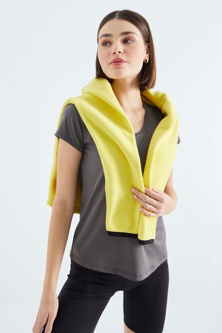 Damen schlichtes V-Ausschnitt Kurzarm-T-Shirt - Image 1