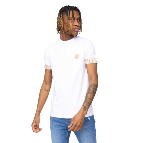 SikSilk - "Tech" T-Shirt für Herren, Ärmel mit Markenschriftzug (Weiß) - Image 2