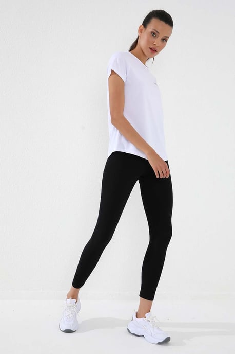 Damen Unifarben Kurzarm Rundhals T-Shirt - Image 3