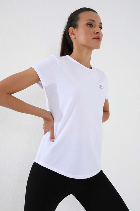 Damen Unifarben Kurzarm Rundhals T-Shirt - Image 4