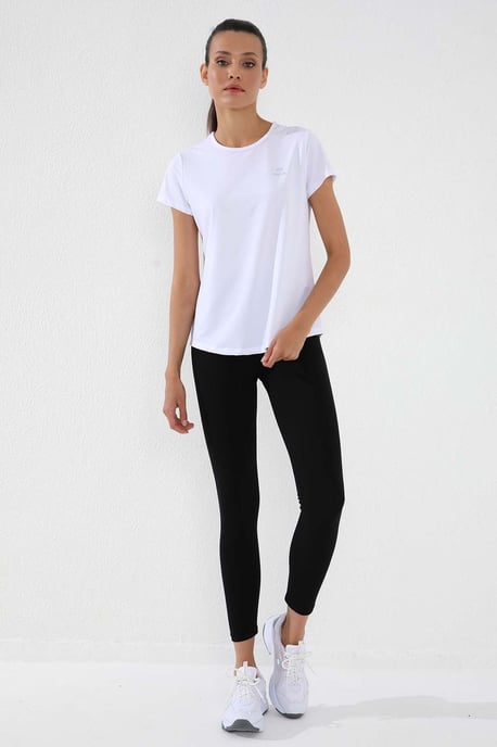 Damen Unifarben Kurzarm Rundhals T-Shirt - Image 5