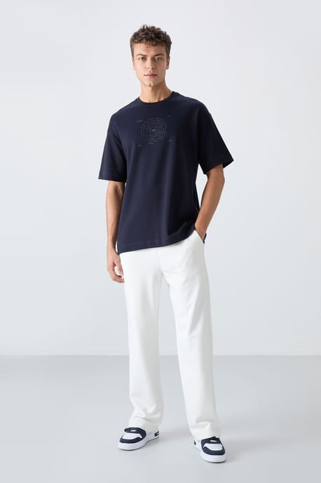 Oversized Baumwollmischung Rundhals-T-Shirt - Image 2