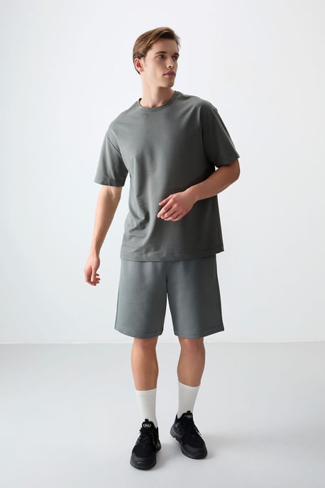 Übergroßes Baumwollmischung Rundhalsausschnitt T-Shirt - Image 3