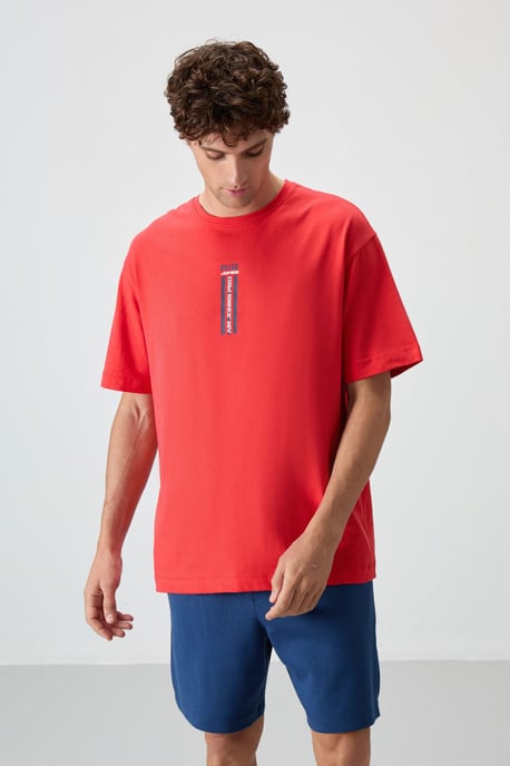 Übergröße Baumwoll Rundhalsausschnitt Bedrucktes T-Shirt - Image 1