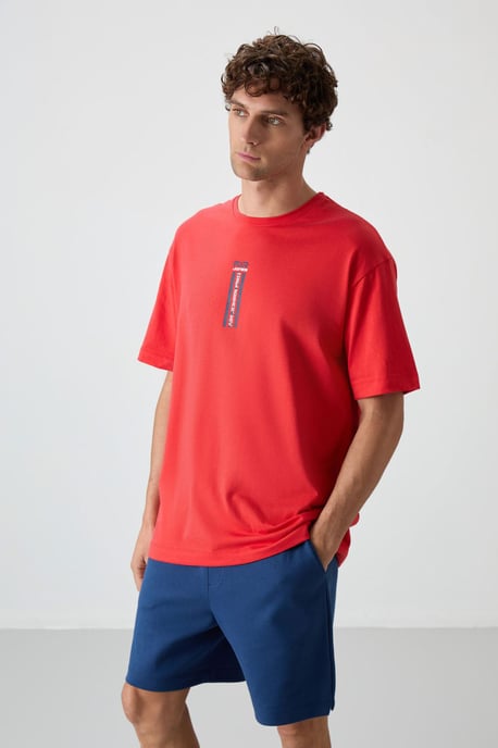 Übergröße Baumwoll Rundhalsausschnitt Bedrucktes T-Shirt - Image 3
