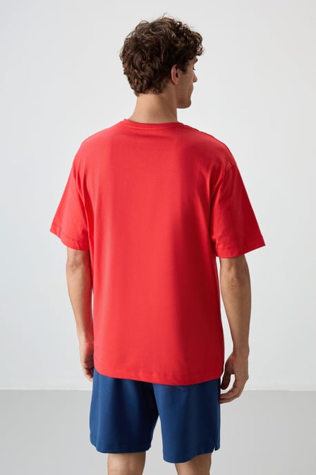Übergröße Baumwoll Rundhalsausschnitt Bedrucktes T-Shirt - Image 5