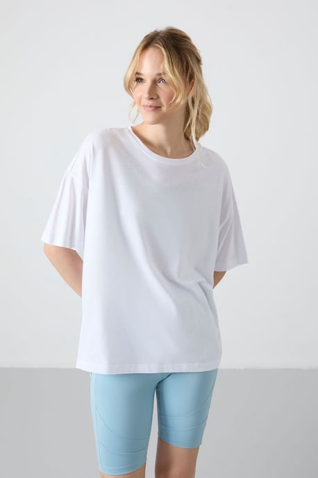 Oversized Baumwoll-Modal Rundhals-T-Shirt - Image 6