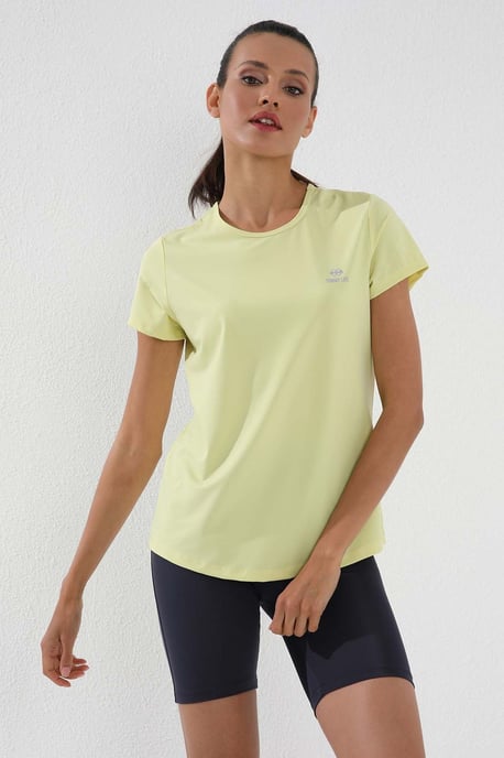 Damen Unifarben Kurzarm Rundhals T-Shirt - Image 1