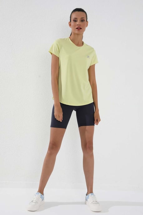 Damen Unifarben Kurzarm Rundhals T-Shirt - Image 2