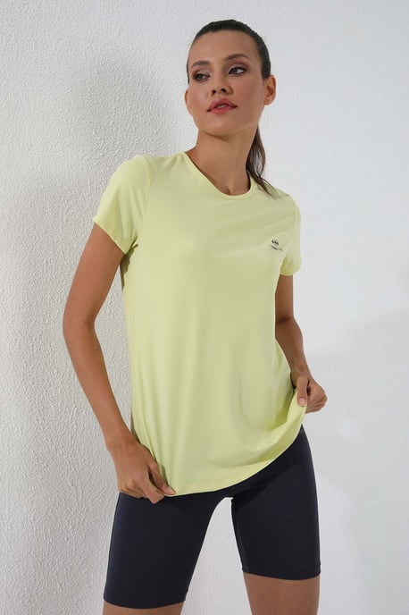 Damen Unifarben Kurzarm Rundhals T-Shirt - Image 5