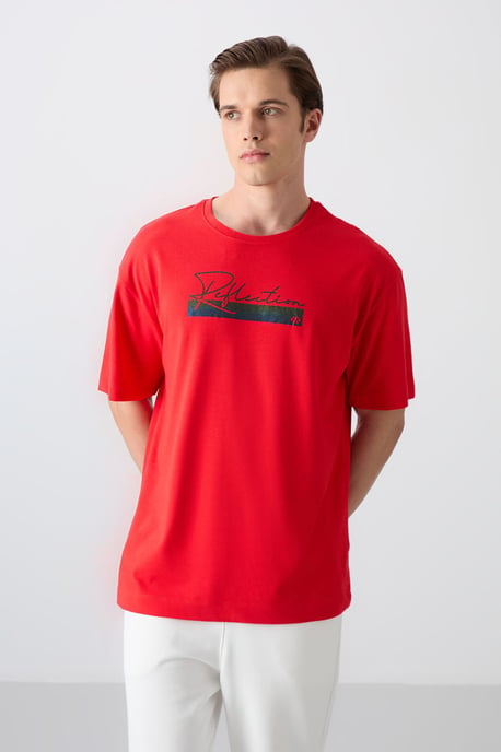 Übergroßes bedrucktes Baumwollmischung T-Shirt - Image 1