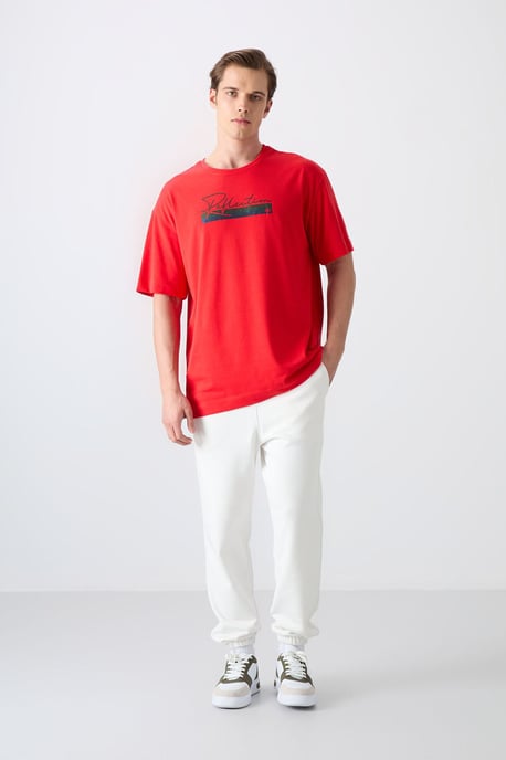 Übergroßes bedrucktes Baumwollmischung T-Shirt - Image 2