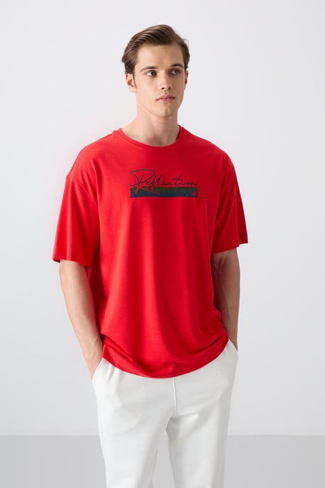 Übergroßes bedrucktes Baumwollmischung T-Shirt - Image 4