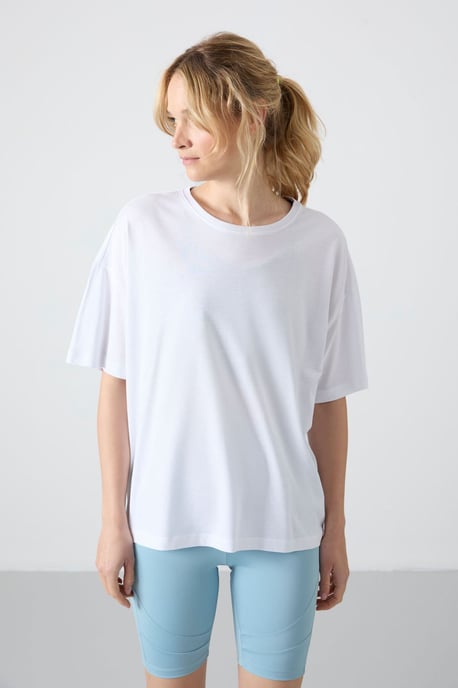 Übergrößtes Baumwoll-Modal Rundhals-T-Shirt - Image 3