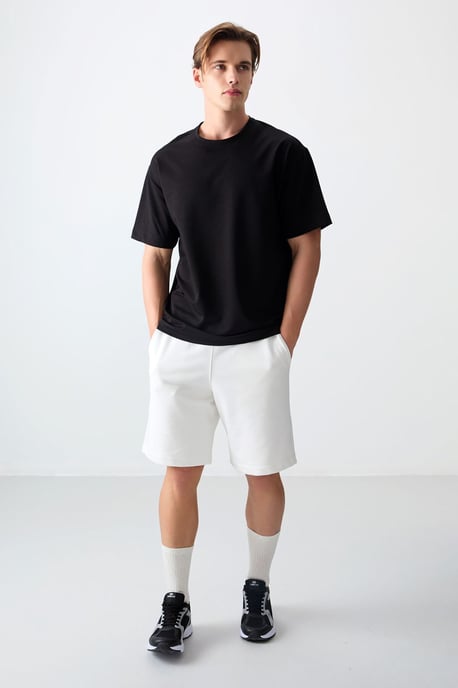 Oversized Baumwollmischung Rundhalsausschnitt T-Shirt - Image 3